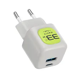 Зарядний пристрій HAVIT HV-UC230 GaN 33W USB-A+USB-C Gray/Green HAVIT (29274-000) - мініатюра 6