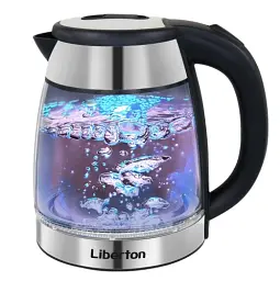 Електрочайник Liberton LEK-6833, Black, 1500W, 1.8л, скло+нерж.сталь, дисковий, індикатор рівня води, захист від перегріву, відключення за відсутності води - мініатюра 2