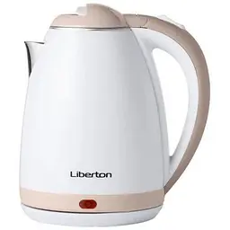 Електрочайник Liberton LEK-6802, білий/бежевий, 1500W, 1.8л, дисковий, нержавіюча сталь/пластик, індикатор рівня води, захист від