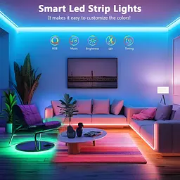 Світлодіодна стрічка 5 м, світлодіодні ліхтарі RGB з пультом дистанційного керування додатком, синхронізація кольору музики - мініатюра 5