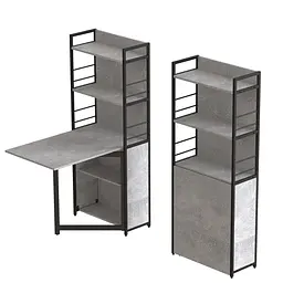 Стіл книжка з етажеркою Практик 2 Ferrum-decor 1555x640x990 Чорний метал ДСП Бетон 16 мм (FRD-104631)