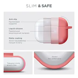 Силіконовий чохол для навушників Apple AirPods Pro 3, Hang Case, рожевий, ультратонкий захисний кейс товщиною 2 мм, захист від подряпин, пилу та ударів, компактний, з карабіном для кріплення, ArmorStandart (ARM88280) - мініатюра 3