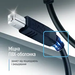 Кабель для принтера ColorWay USB 2.0 AM/BM 3.0m black (CW-CBUB073-BK) - мініатюра 9