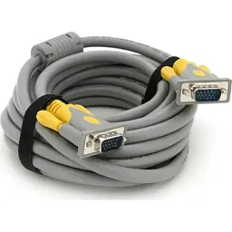 Кабель мультимедійний VGA M to VGA M 5.0m 1080P grey-yellow Merlion (YT-VGA(M)/(M)3+6GR-5m)