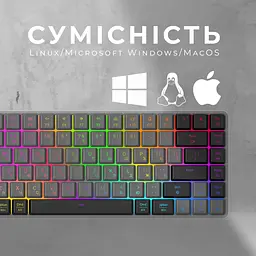 Клавіатура GamePro Red Swich Low Profile RGB Wireless Bluetooth USB Dark Gray бездротова (MK230R) - мініатюра 4