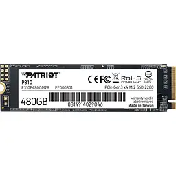 SSD накопичувач Patriot P310 480GB (P310P480GM28) [151779]