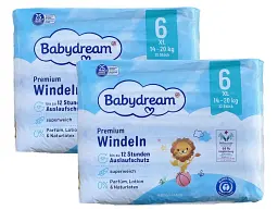 Дитячі одноразові підгузники Babydream 6 XL (14-20) кг 64 шт