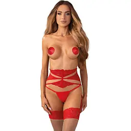 Пояс для панчох Obsessive Matildea L/XL (червоний)
