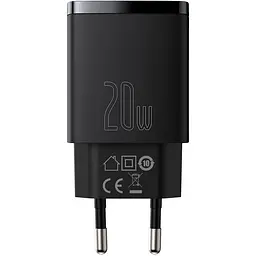 Зарядний пристрій Baseus Compact Quick Charger 20W QC+ PD (1Type-C + 1USB) black (CCXJ-B01) - мініатюра 4
