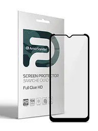 Захисне скло для Xiaomi Redmi A1/A1+ Poco C50, Full Glue HD, 2.5D, повністю прозоре, на весь екран, глянцеве, загартоване 9H, повне проклеювання по всій поверхні, з чорною рамкою, протиударне, кришталево чітке зображення, ArmorStandart (ARM64873)