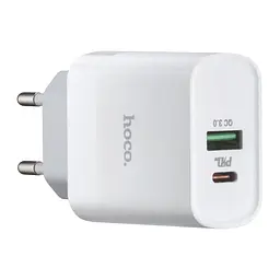 Мережевий зарядний пристрій Hoco C80A Rapido PD20W + QC3.0 charger ( EU ) Білий