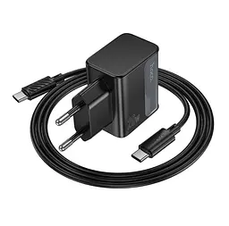 Мережевий зарядний пристрій Hoco CS71A Star Speed PD20W+QC3.0 charger set(Type-C to Type-C)(EU) Чорний - мініатюра 2