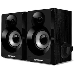 Колонки 2.0 Real-El S-200 Black, 2 x 3 Вт, дерево (MDF), живлення від USB, керування з боку