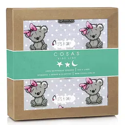 Пелюшки фланелеві Cosas Girl Bear 80х100 см, рожеві