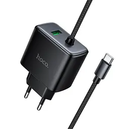 Адаптер сетевой HOCO New charger with Type-C cable C164A 1USB, 30W/3A, PD/QC