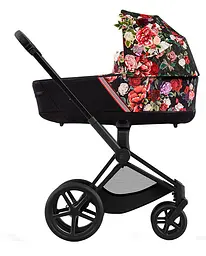 Коляска Cybex Priam 4.0 шасі Matt Black + люлька Spring Blossom Dark - мініатюра 2