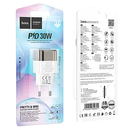 МЗП Hoco C131A Platinum dual-port PD30W+QC3.0 charger(EU) Transparent Black - мініатюра 2