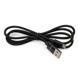 Дата кабель USB 2.0 AM to Micro 5P 1m nylon black Vinga (VCPDCMNB1BK) - мініатюра 3