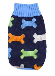 Светр для собак та котів EcoToys Bones S синій з кісточками A: 19 см B: 26 см C: 16 см 6986