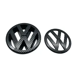 Емблема передня+задня Volkswagen Golf V (GTI) карбон (d=125 мм+110 мм) пластик