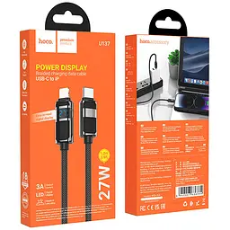 Дата кабель Hoco U137 Line with display Type-C to Lightning 27W (1.2m) Black - мініатюра 3