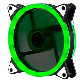 Кулер корпусной Voltronic sleeve fan 3pin + 4pin - 120мм, 12V, 1100об/мин, Green, двухсторонний