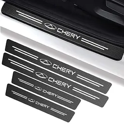 Захисна плівка накладка на пороги для Chery Чорний Карбон 4 шт