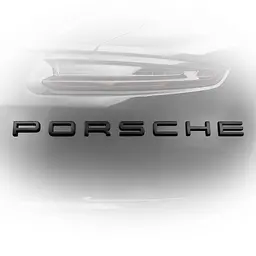 Емблема напис Porsche Чорна матова на скотчі (Завод) - мініатюра 3
