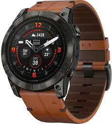 Смарт-годинник Garmin Epix Pro Gen 2 Sapphire 51mm Carbon G. DLC Tit. with Chestnut L. Band (010-02804-30)