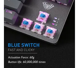 Клавіатура ігрова механічна Aula Mechanical F-3287 Grey-White Keycap KRGD Blue - мініатюра 8