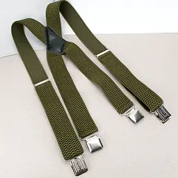 Підтяжки чоловічі з гумки 40Х кольору хакі регульовані на зажимах - мініатюра 5