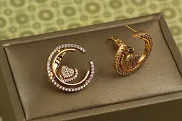 Сережки Xuping Jewelry контур з серцем 2 см золотисті - мініатюра 3