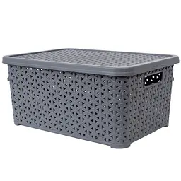 Уцінка. Кошик Diomedea з кришкою 34.5x24.5x15.5 см 10 л сірий (К13-130)   - мініатюра 1