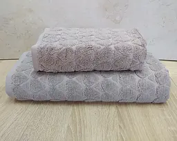 Набір турецьких махрових рушників 50х90+70х140 Gulcan Jacquard Cotton Lux Damla Dark Bej