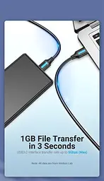 Кабель Vention 0.25м USB 3.0 - Micro USB Type-B 5 Гбіт/с 5V/3A USB 3.0 A на Micro-B для Жорских Дисків Чорний (COPBC) - мініатюра 4
