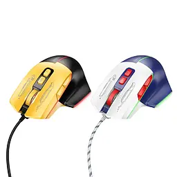 Миша HOCO GM31 Overlord luminous gaming wired mouse Black Yellow - мініатюра 2
