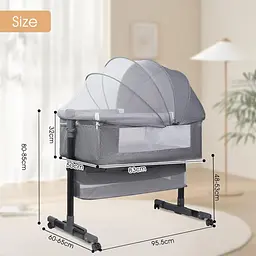 Дитяче ліжко приставне 0219/МК 3в1 з пеленальним столиком Light Grey - мініатюра 3
