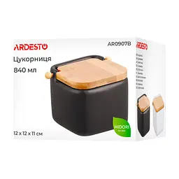 Цукорниця ARDESTO Midori 12х12х11см, 840мл, кераміка, бамбук, чорна (AR0907B) - мініатюра 7