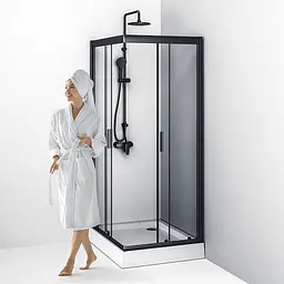 Душова кабіна Am.Pm Gem 100x80 см без піддону black matt W90UG-404-100280-BT, Чорний матовий, Універсальна, прозрачний, Чорний матовий - мініатюра 6