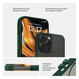 Чехол для Apple iPhone 15 Pro Max, Uniq MagCase, зеленый, противоударный, панель-накладка с MagSafe, ударопрочный TPU+PC, с магнитом MagSafe, поддержка полноценной беспроводной зарядки, ArmorStandart (ARM75321) - мініатюра 3