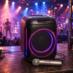 Портативна акустика ZXX-5502 / Bluetooth акумуляторна колонка з підсвічуванням / Караоке колонка з мікрофоном - мініатюра 3