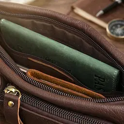 Поясна сумка чоловіча 14747 Vintage коричнева - мініатюра 4
