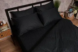 Комплект постільної білизни Moon&Star Satin Stripe Midnight Luxe полуторний 143х210 наволочки 4х50х70 - мініатюра 4
