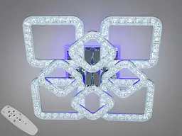 Люстра стельова LED Diasha 2205/4+4HR, 130W, 3200K-6500K, хром, сучасний стиль, з пультом управління