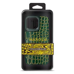 Кожаный чехол для Apple iPhone 14 Pro Max, Harder Crocosaur, зеленый, термополиуретан ТПУ + экокожа с текстурой крокодила, панель, защита корпуса, противоударный, микрофибра, рамка вокруг камеры, защита всего корпуса, (ARM76726) - мініатюра 3