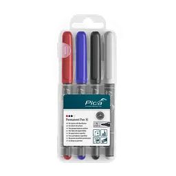 Набір перманентних маркерів PICA 534/04 Classic Permanent Pen (червоний/синій/чорний/білий), 4шт