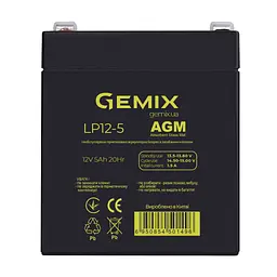 Батарея до ДБЖ Gemix LP 12В 5Ач (LP12-5) - мініатюра 1