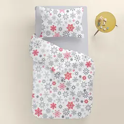 Дитяча постільна білизна фланель Cosas SNOWFLAKES CS13 110х140см (Flannel_SnowflakesGrayRedWhite_El80-38Shadow_140) - мініатюра 2