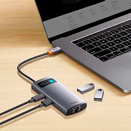 USB-хаб Baseus Metal Gleam Series 4-in-1 Gray (WKWG070113) [110336] - мініатюра 7
