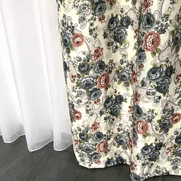 Атласні штори в стилі прованс з синіми квітами 2шт 150х270 ALBO pbe0052943 - мініатюра 2